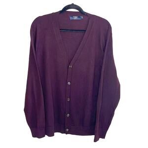 J. Crew Merino Wool V Neck Button Cardigan Purple Sweater Women’s Size XL